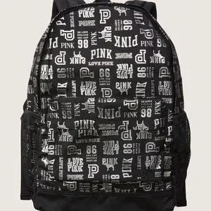 VS VICTORIAS SECRET PINK CLASSIC BACKPACK TOTE TRAVEL BAG PURE BLACK MIXED LOGO VS VICTORIAS SECRET PINK CLASSIC BACKPACK TOTE TRAVEL BAG  main image 2